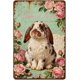 thumbnail image 1 of Letrero estaño metal conejo Pascua vintage conejo flor huevo primavera arte pared hogar granja cocina dormitorio 20x30cm, 1 of 6
