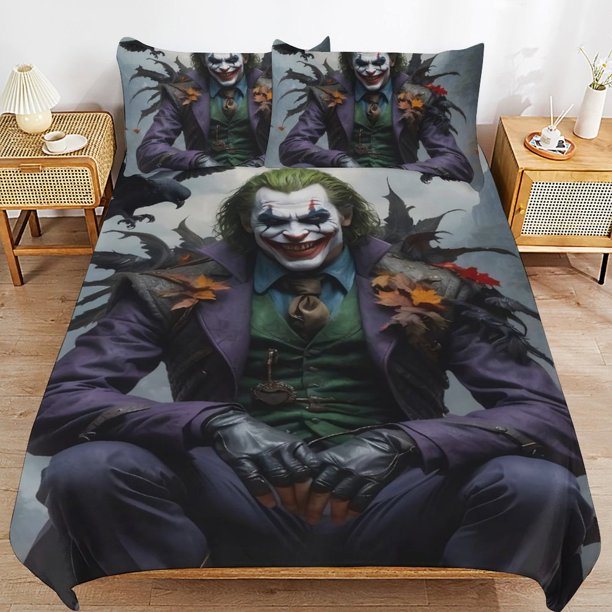 Joker Bedding Sets Ultra Soft Skin-Friendly Duvet Cover 3 Piece, Cute Comforter Cover Bed Set for Boys Girls Kids