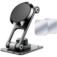 Genérico - Soporte Magnético Plegable De Aleación Para Coche - Fuerte Base De 6 Imanes, Rotación De 360°, Soporte Para El Salpicadero Del Coche Compatible Con Las Principales Marcas De Smartphone-Negro