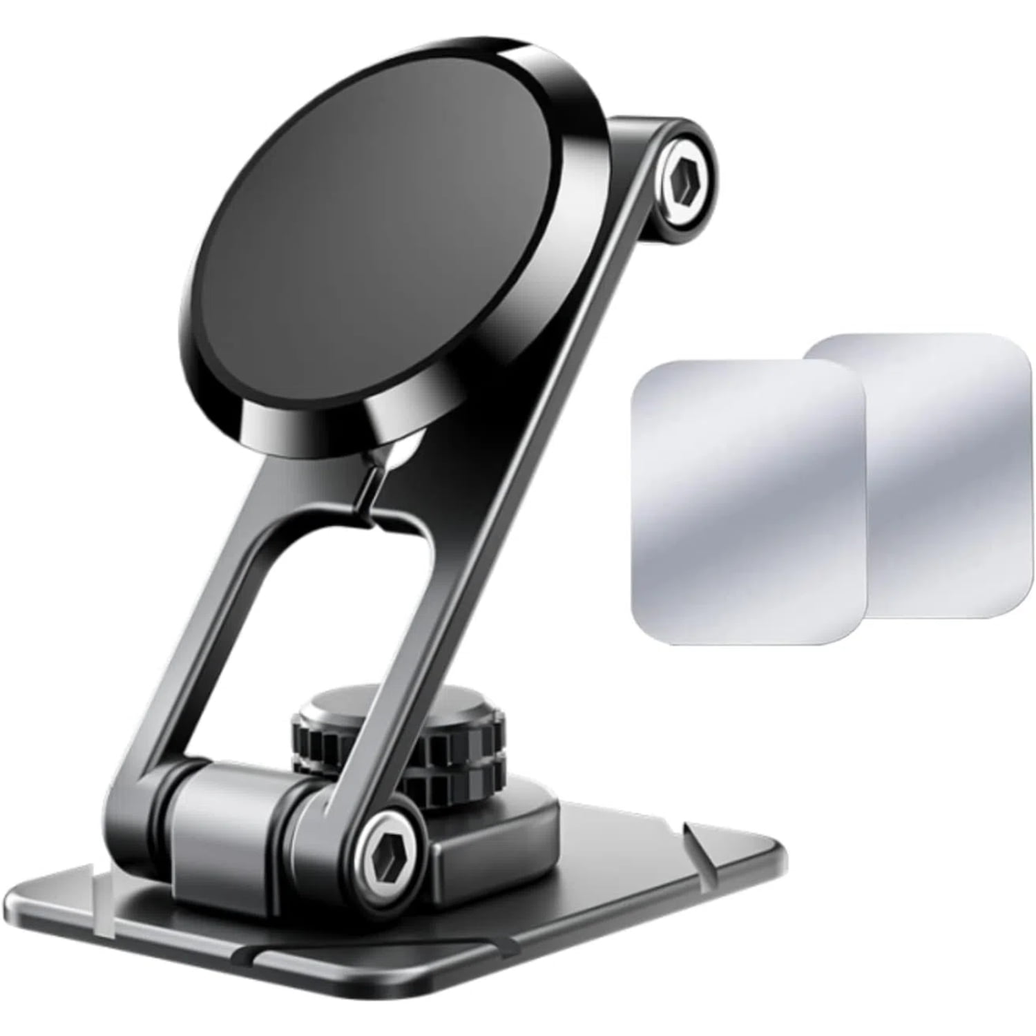 Genérico - Soporte Magnético Plegable De Aleación Para Coche - Fuerte Base De 6 Imanes, Rotación De 360°, Soporte Para El Salpicadero Del Coche Compatible Con Las Principales Marcas De Smartphone-negro