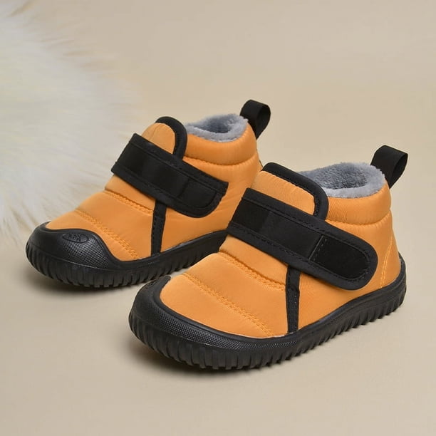 Girls Fleece Thermal Snow Boots, Waterproof Thickened Booties With Hook And Loop Fastener For Winter Outdoor