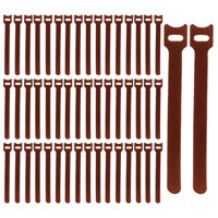 Ioensy - 50 Piezas De Bridas Para Cables Desmontables, Gancho Y Bucle De Sujeción Resistentes Y Extraíbles, Marrón