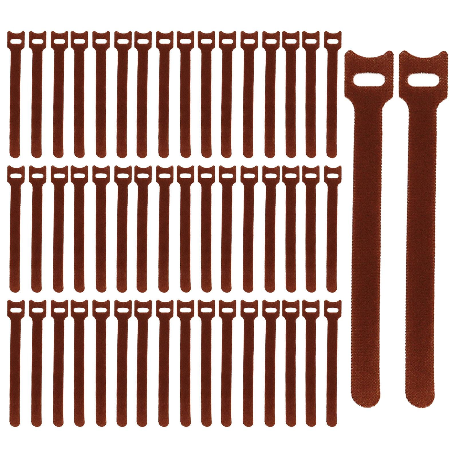 Magideal - 50x Bridas Para Cables Liberables, Gancho De Sujeción Y Bucle, Organizador De Cables, Paquete Con Cremallera, Extraíble, Suelto, Multiusos Para Línea Marrón
