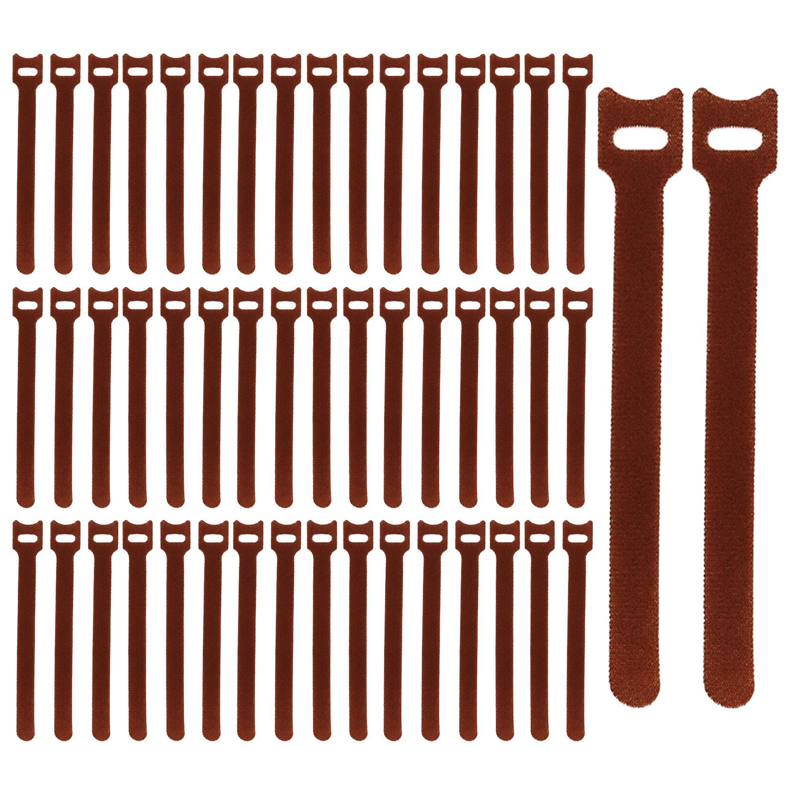 Ioensy - 50 Piezas De Bridas Para Cables Desmontables, Gancho Y Bucle De Sujeción Resistentes Y Extraíbles, Marrón
