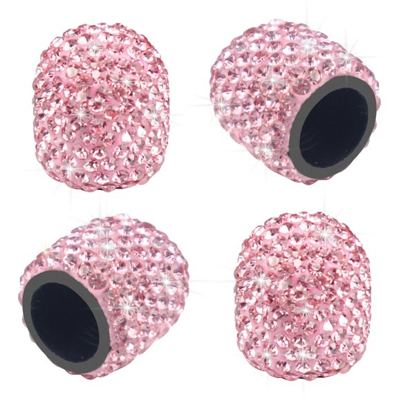 Tapas de vástago de válvula Sikawai rosa con pedrería - Pack de 2
