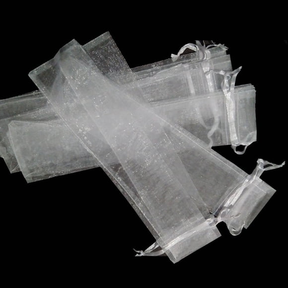 Bolsas de regalo Teanfa, bolsa plegable de organza blanca con forma de abanico, 50 unidades