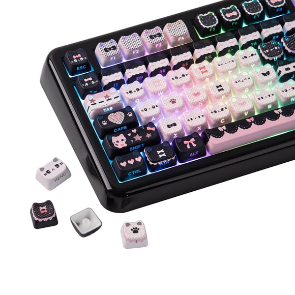 Juego de keycaps KiiBoom con forma de gato, perfil MAO, 113 teclas