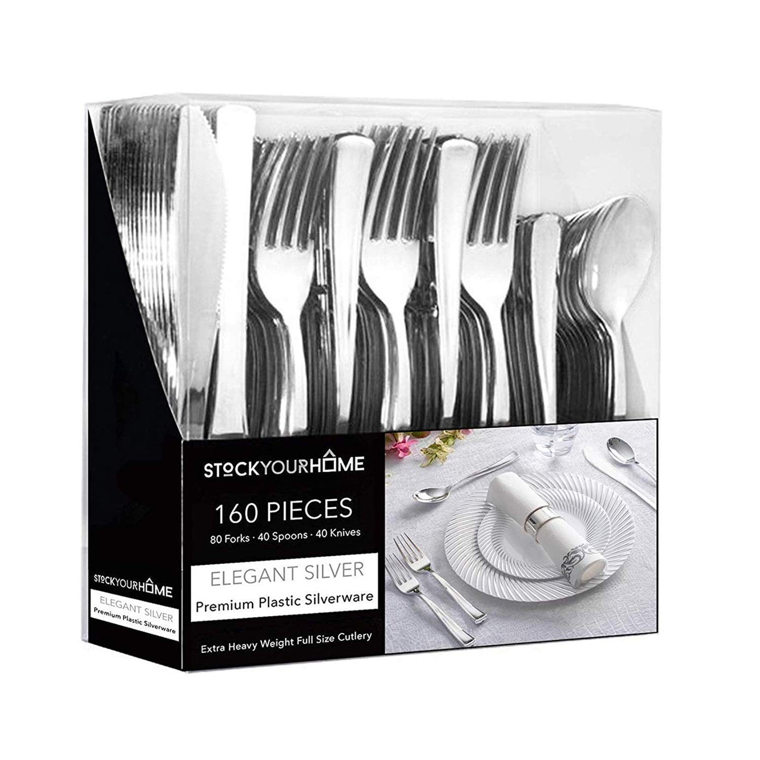Juego De Cubiertos Stock Your Home, Cubiertos Desechables, 160 Unidades