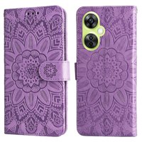 Funda Tipo Cartera Foxdock Para Oneplus Nord Ce 3 Lite , Diseño Girasol En Relieve, Cuero Pu, Cierre Magnético, Soporte Y Tarjetero