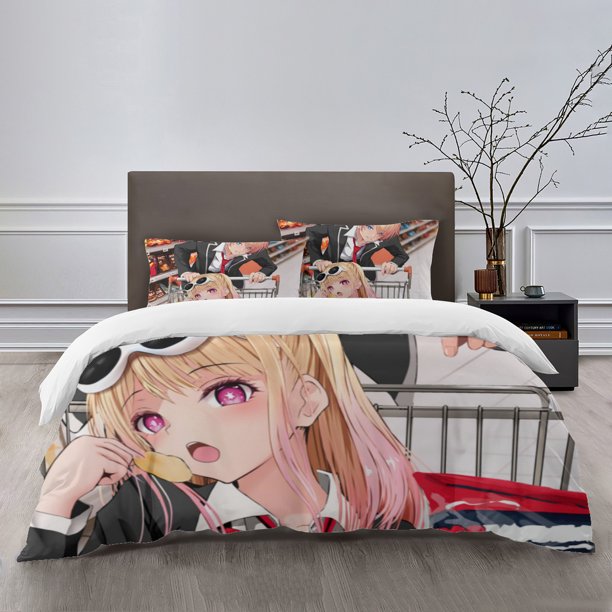 OSHI NO KO Bedding Sets Bed Cartoon Duvet Cover Lightweight 3 Piece Bet Sets for Kids Boys Girls