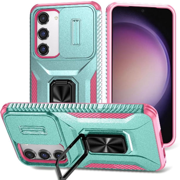 Funda Armada para Samsung Galaxy S23 con Tapa Deslizante y Soporte Magnético Giratorio Verde