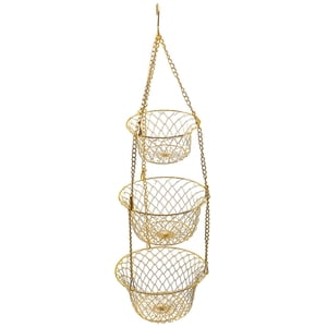 Bothyi - Cesta De Frutas Y Verduras De 3 Niveles Colgador De Frutas Soporte De Almacenamiento Organizador De Cocina Dorado