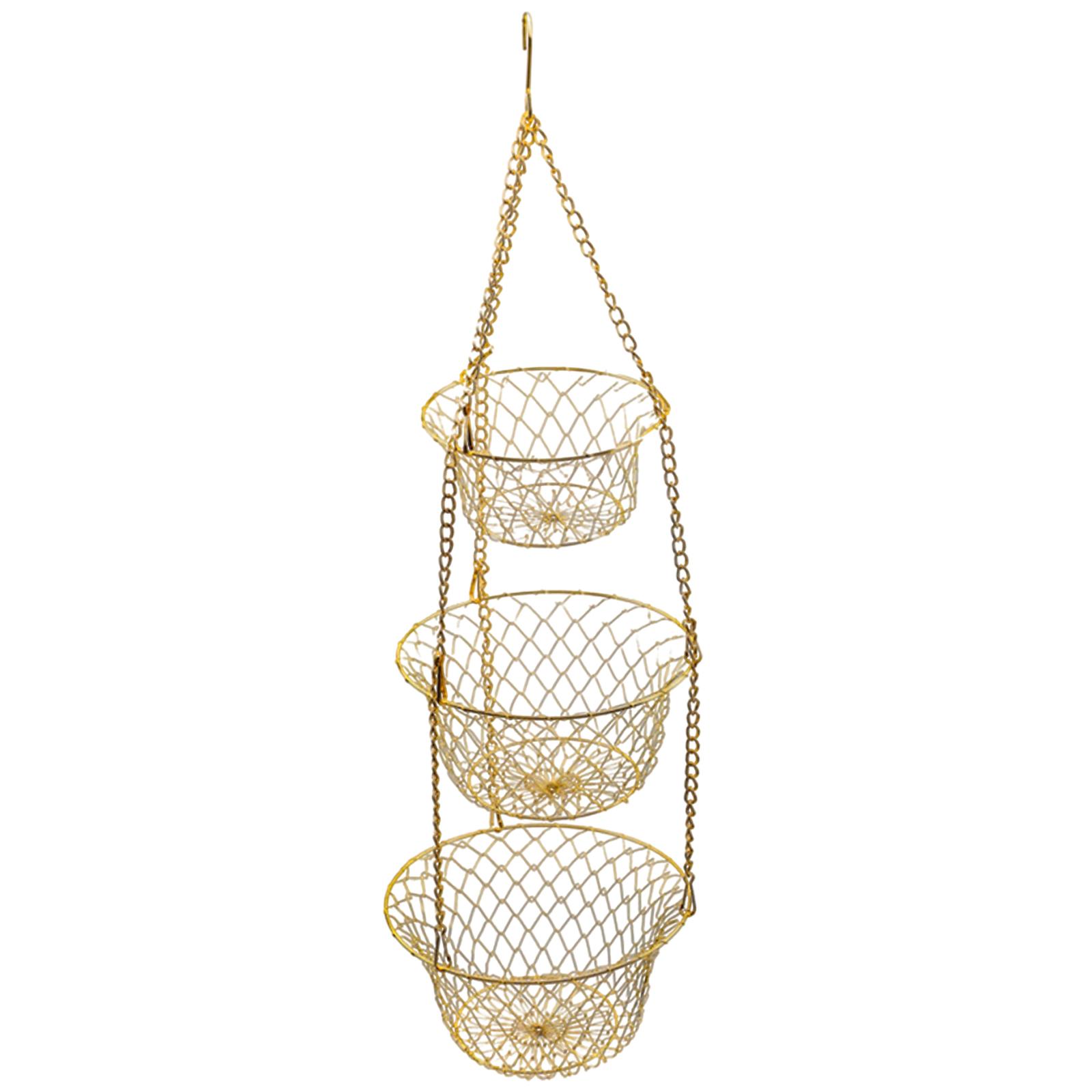Bothyi - Cesta De Frutas Y Verduras De 3 Niveles Colgador De Frutas Soporte De Almacenamiento Organizador De Cocina Dorado