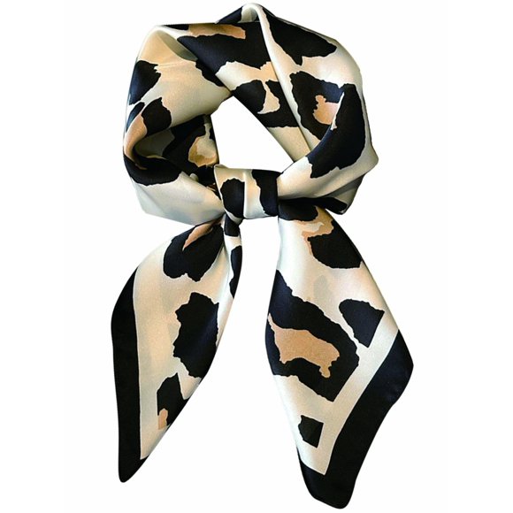 Bufanda Onllh de Satén 70 cm Leopardo Negro/Blanco