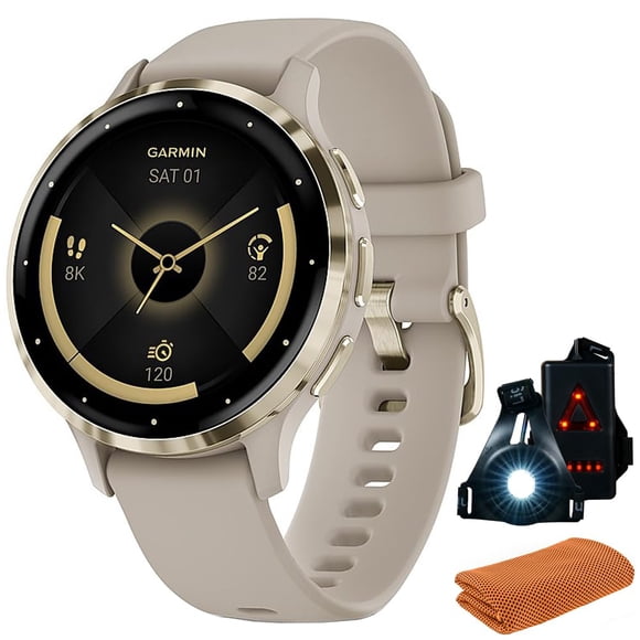Smartwatch Garmin Venu 3S de 41 mm con bisel de acero dorado y caja gris