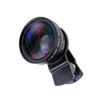 Genérico - Lente Gran Angular Macro Ojo De Pez Para Iphone Samsung Negro