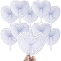 Ventiladores De Papel Portátiles Plegables Bestage, 60 Unidades, Blancos Con Mango De Plástico
