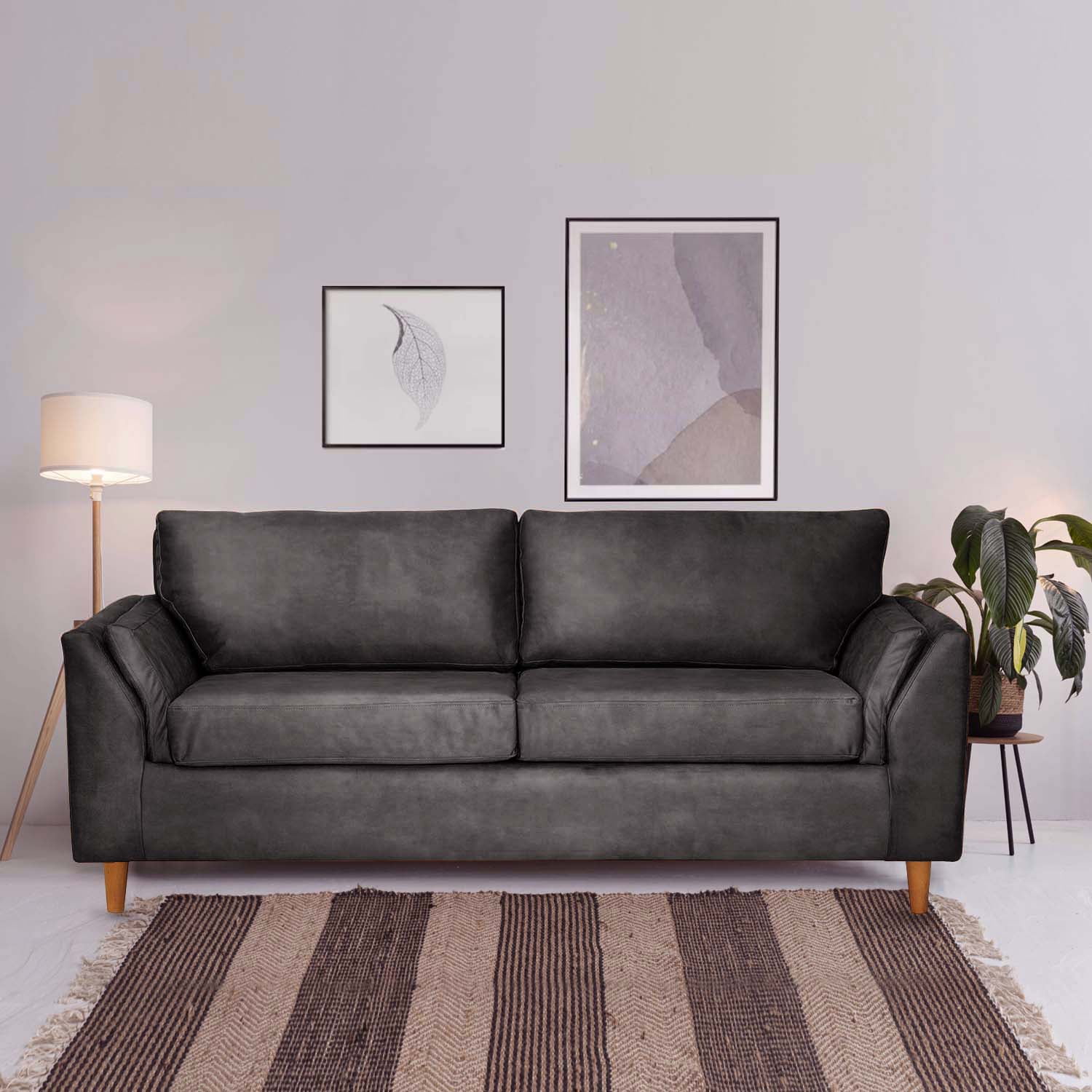 Latam Home - Sofa Milan 3c Con Resortes Pocket Cuero Kentucky Negro