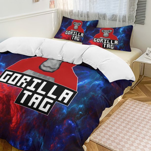 Red Galaxy Gorilla Tag Comforter Set Soft 3 Pcs Twin Bedding Sets Thicken for All Season