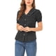 thumbnail image 5 of INSPIRE CHIC Blusa Vintage de Mujer para Regreso a Clases con Lunares, Cuello Peter Pan, Mangas Cortas Abullonadas, Camisa Top Negro XL, 5 of 8