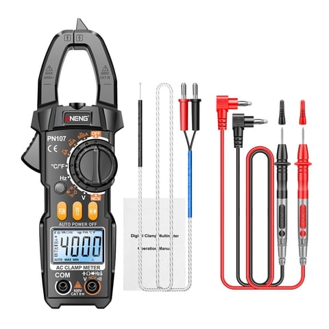 Ioensy - Pinza Amperimétrica Multímetro Portátil Multiprobador Amperímetro Cc Para Vehículos Hogar Negro