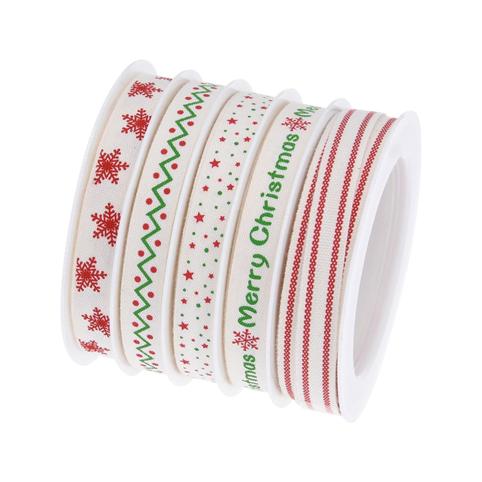 Magideal - 5 Rollos De Cintas Navideñas Para Envolver Regalos, Bricolaje Para Niños Y Adultos, 10 Mm, Hecho A Mano, 27 Yardas, Artesanía Para Flores De