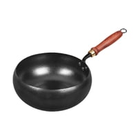 Magideal - Sartén Wok Chino Sartén Para Saltear De Fondo Plano Wok De Hierro Con Mango De Madera Ergonómico Para Agarre Seguro Adecuado Para Cocinas De Inducción Sin Tapa