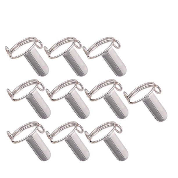10 Piezas Anillos para Uñas Acrílicas Ajustables Anillos de Dedos Metálicos Reutilizables Y Desmontables Set de Decoración de Arte de Uñas Adecuados Plata