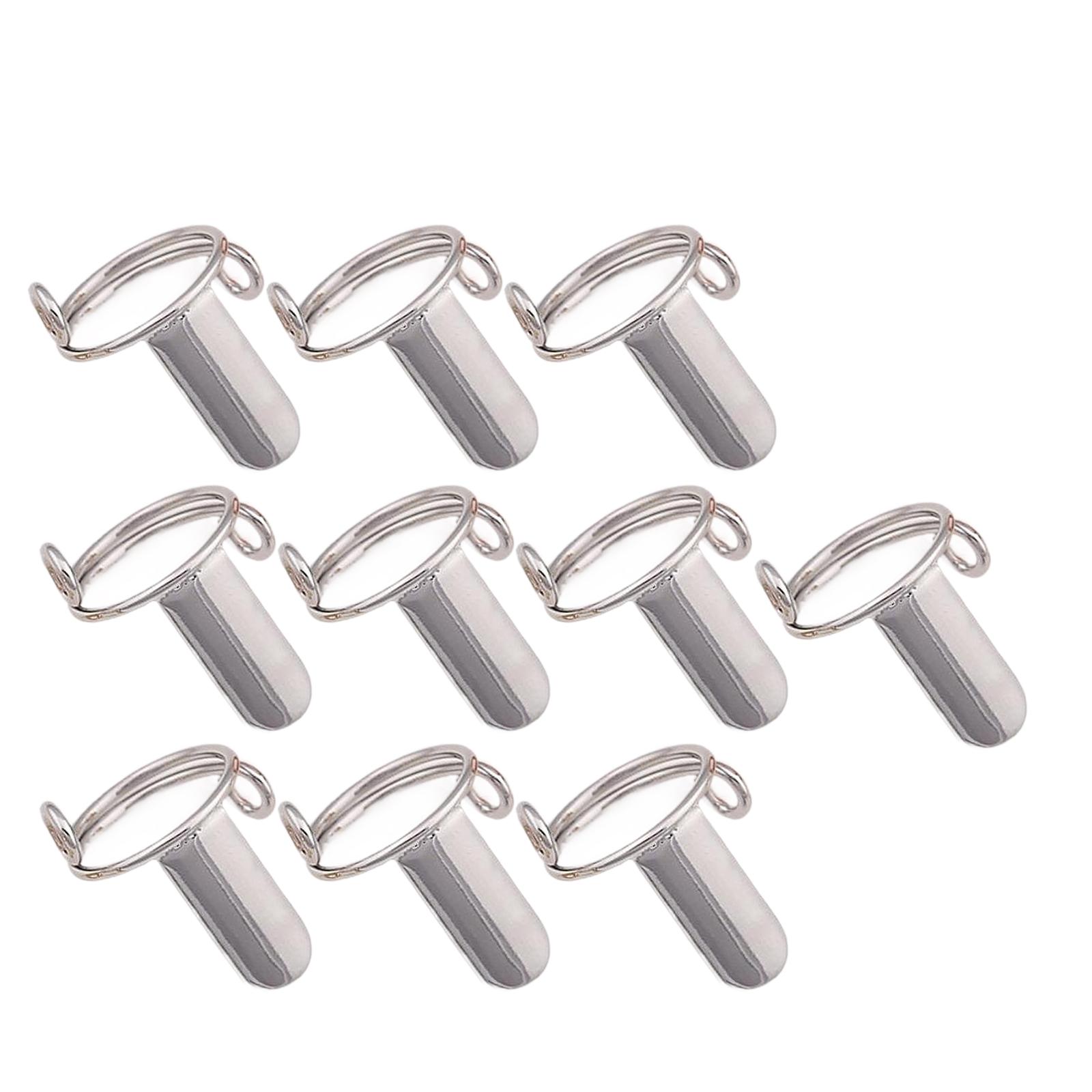 Magideal - 10 Piezas Anillos Para Uñas Acrílicas Ajustables Anillos De Dedos Metálicos Reutilizables Y Desmontables Set De Decoración De Arte De Uñas Adecuados Plata