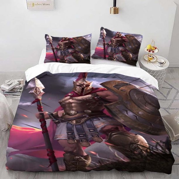 3pcss Set Ancient Greek Warrior Printed Duvet Set Themed Bedding 3pcss Duvet Cover Pillowcase Set Soft