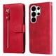 thumbnail image 1 of Funda tipo cartera para Samsung Galaxy S26 Ultra con bolsillo con cremallera y ranuras para tarjetas – Función de soporte Rojo, 1 of 5