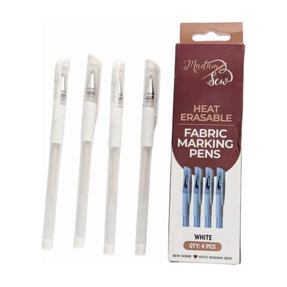 Set de 4 Plumas para Tela Madam Sew Blancas – Borrables al Calor