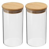 Xusx111 - 2 Pcs Pequeños Frascos De Almacenamiento De Vidrio Con Tapas Herméticas, 650Ml Lindo Recipiente De Almacenamiento Transparente Con Tapa, Bote De Despensa De Vidrio Para Frijoles, Arroz, Azúc