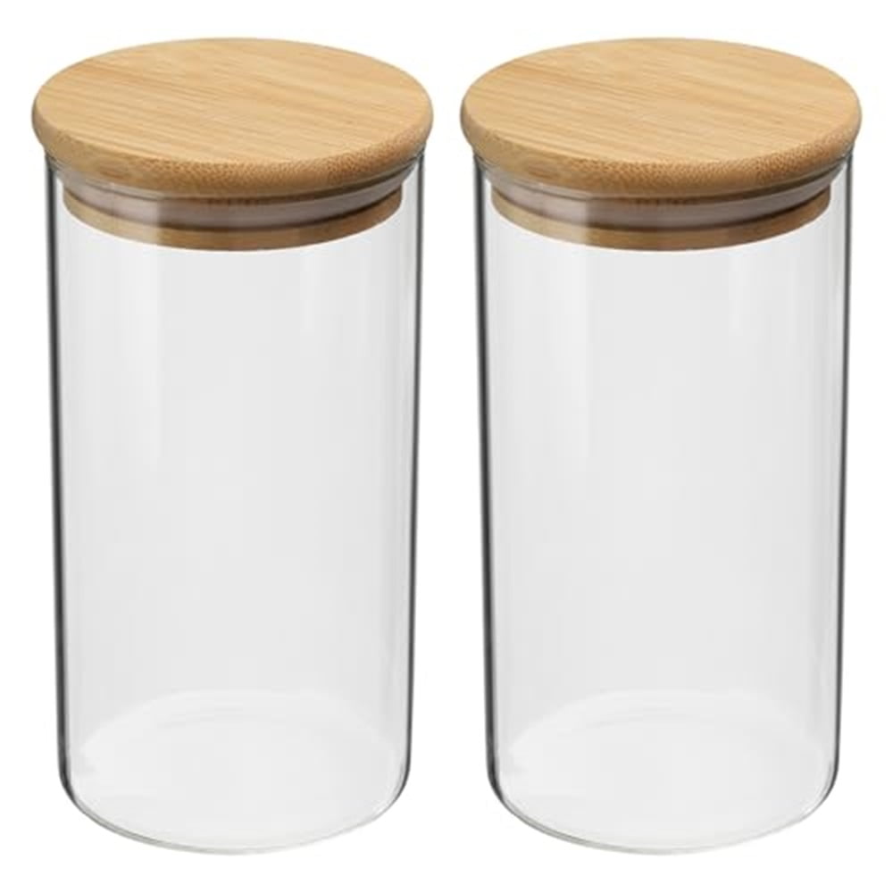 Xusx111 - 2 Pcs Pequeños Frascos De Almacenamiento De Vidrio Con Tapas Herméticas, 650ml Lindo Recipiente De Almacenamiento Transparente Con Tapa, Bote De Despensa De Vidrio Para Frijoles, Arroz, Azúc