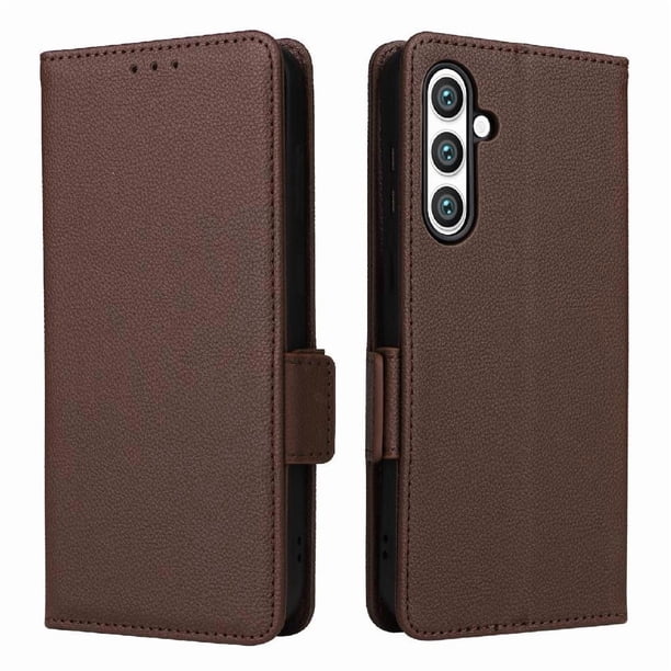 Funda Cartera para Samsung Galaxy S24 FE Tapa Flip con Ranuras y Soporte Marrón