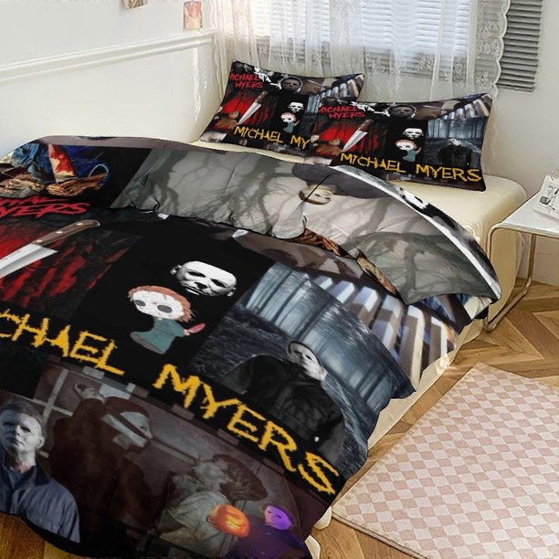 Michael Myers Print Bedding Set Pattern Duvet Cove Set3 Pieces Quilt Cover And Pillowcases for Women Men Teens choose fro