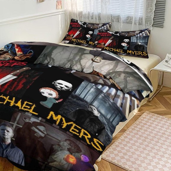 Michael Myers Print Bedding Set Pattern Duvet Cove Set3 Pieces Quilt Cover And Pillowcases for Women Men Teens choose fro
