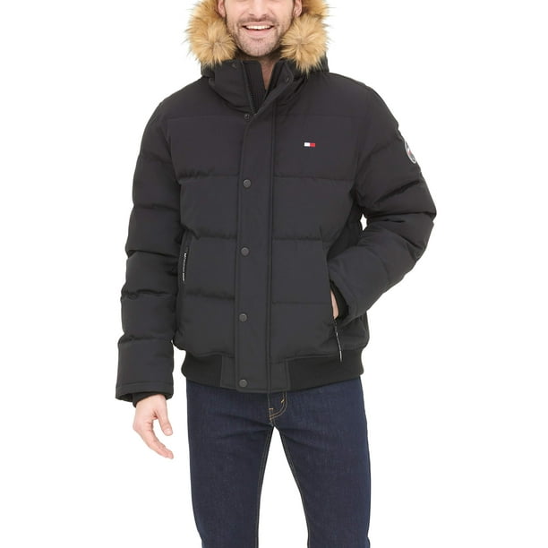 Chaqueta Tommy Hilfiger para hombre, tela ártica, acolchada, esnórquel, negra