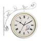 thumbnail image 3 of Hierro Forjado De Doble Cara Antigua Pared Tranquila Colgando Reloj Blanco, 3 of 5
