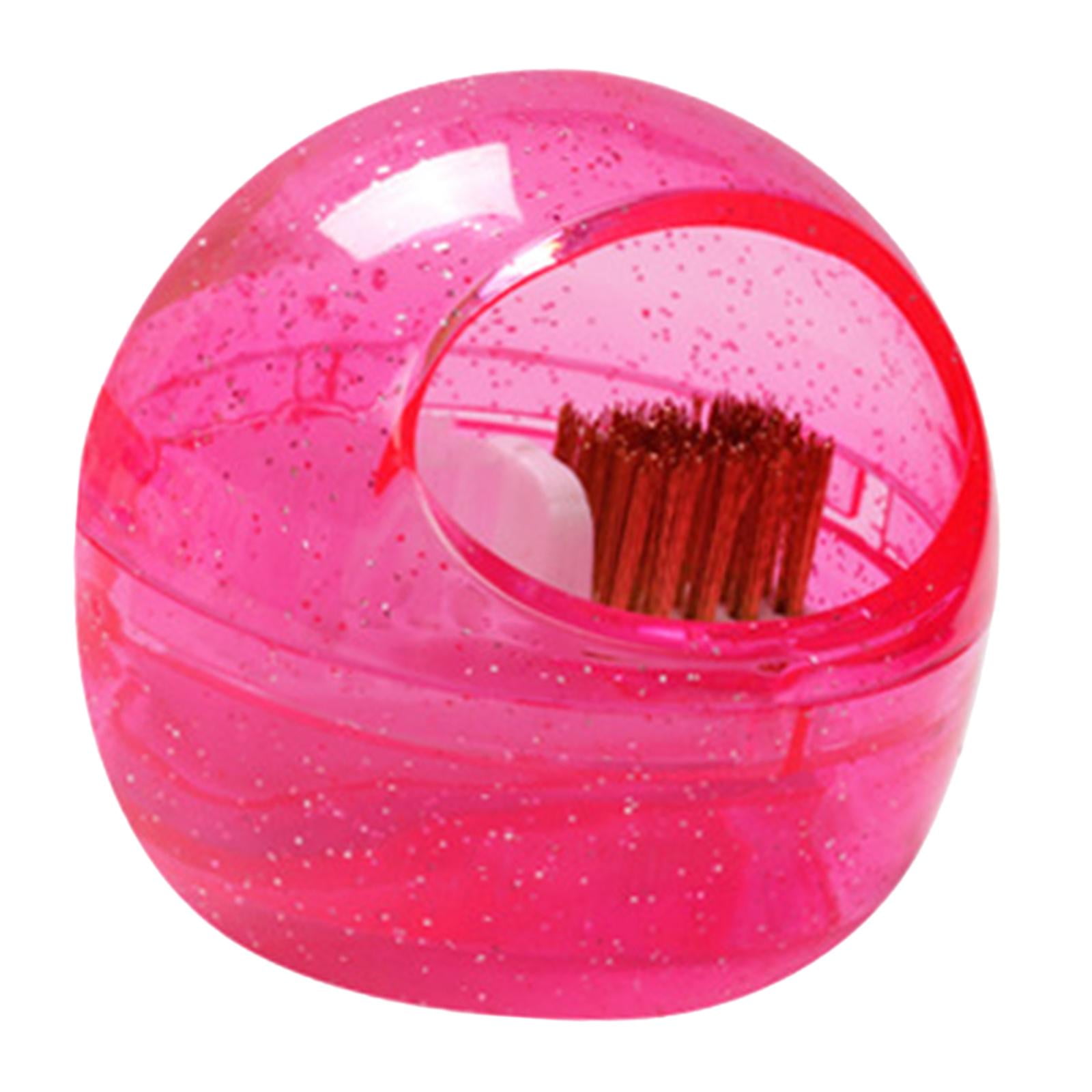 Magideal - Caja Limpiadora De Brocas 2 En 1 Para Decoración De Uñas, Herramienta De Manicura Con Cobre Y Cepillos Suaves, Caja De Herramientas Limpiadora Extraíb Rosa Roja