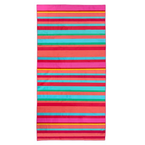 Zahr - Toalla Playa Estampada Lineas Rojas
