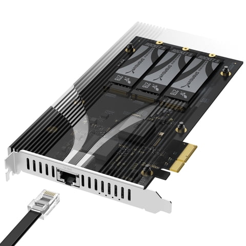 Tarjeta Complementaria Pcie 3.0 X4 Sabrent Con 10 Gbe Y 3 Ssd Nvme M.2
