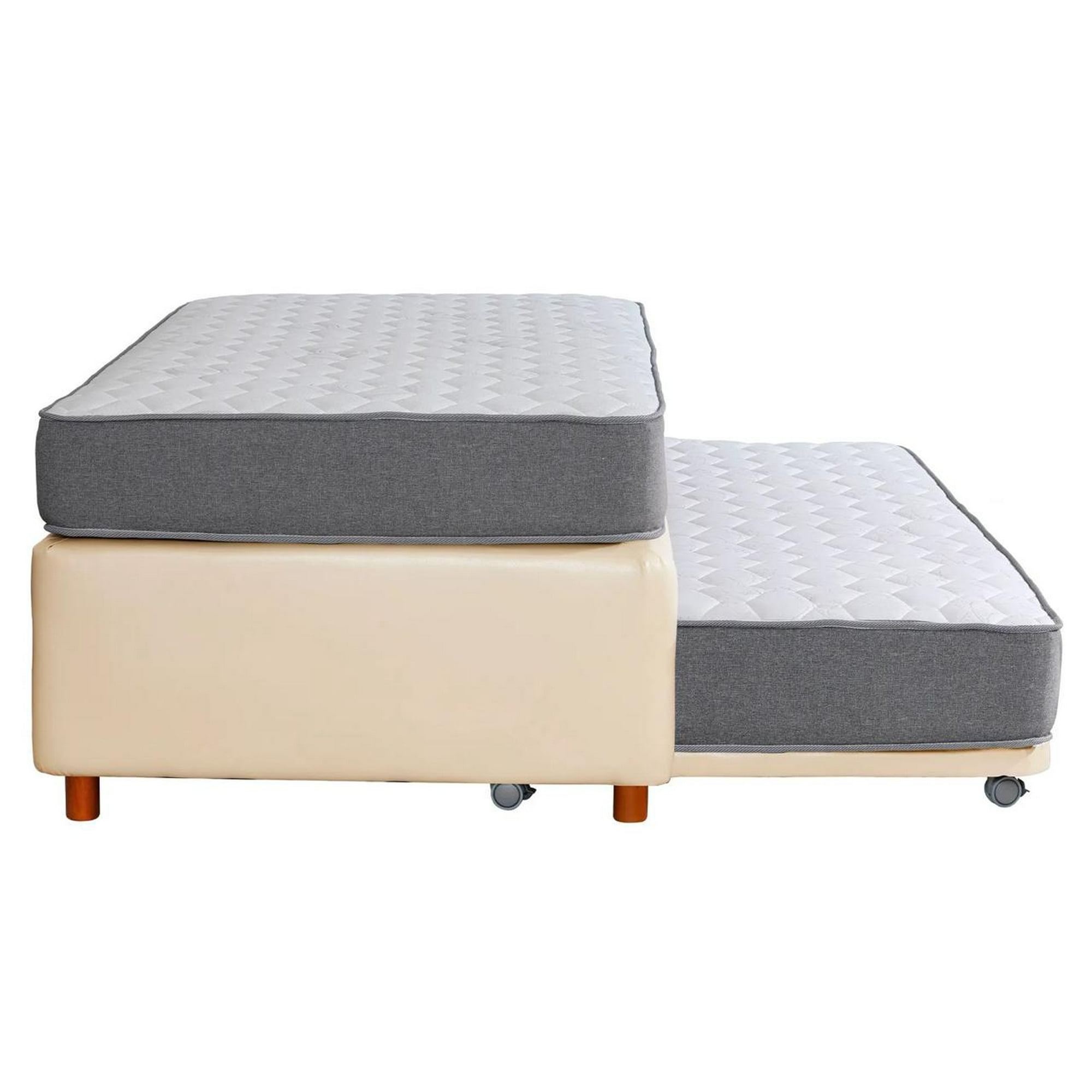 Vitelio - Cama Nido 1 5 Plaza Y Media 1 Plaza Con Colchones Beige