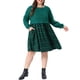 thumbnail image 2 of Agnes Orinda Conjuntos de Halloween para Mujeres Tallas Grandes Vestido Babydoll de Cuadros de Punto Cableado Cuello Redondo Manga Larga Abullonada Patchwork Vestidos Casuales con Bolsillo Verde, 2 of 6