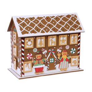 Magideal - Calendario De Adviento De Madera Calendario De Adviento De Navidad 2024 Adorno De Natividad Calendario De Casa De Jengibre Diy Para Estantería De Mesa
