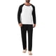 thumbnail image 1 of Conjunto de Pijama de 2 Piezas para Hombre INSPIRE CHIC Camiseta de Dormir con Cuello Redondo y Manga Raglán & Pantalones de Descanso XL Negro, 1 of 6