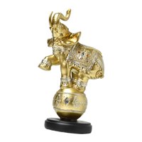 Bothyi - Estatua De Elefante De Resina, Pelota De Juego Hecha A Mano, Regalo Moderno, Estatuilla De Animal De Escritorio Dorada