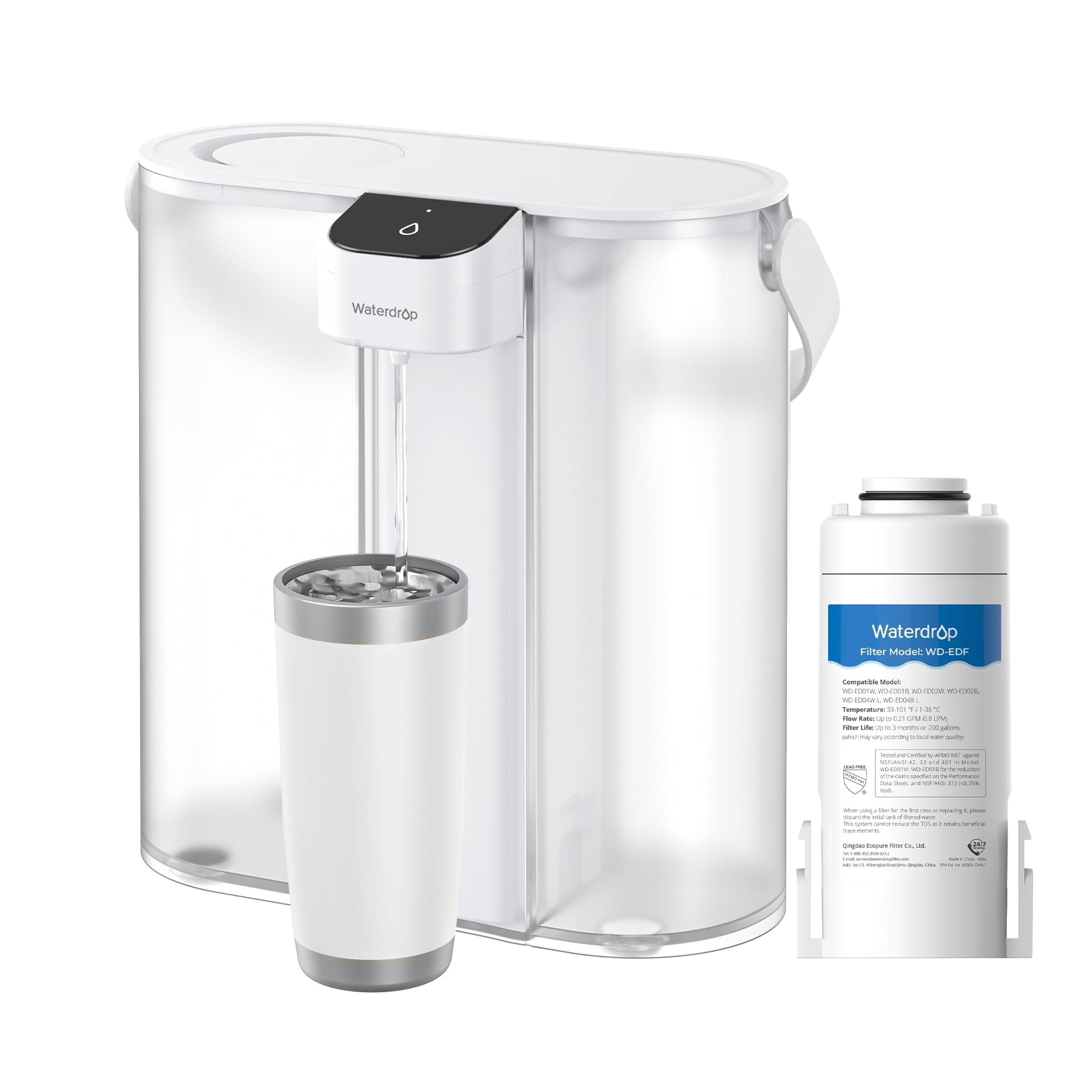Filtro De Agua Pitcher Waterdrop Compact De 14 Tazas Con 1 Filtro