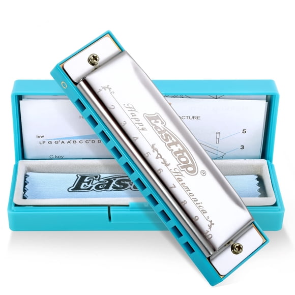 Tecla en C diatónica Harmonica East Top de 10 orificios para principiantes con funda