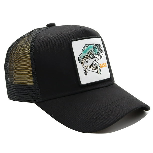 Bass Fish Embroidery Baseball Cap Hip Hop Animal Patch Mesh Trucker Hat Breathable Adjustable Sunshade Dad Hats For Women & Men
